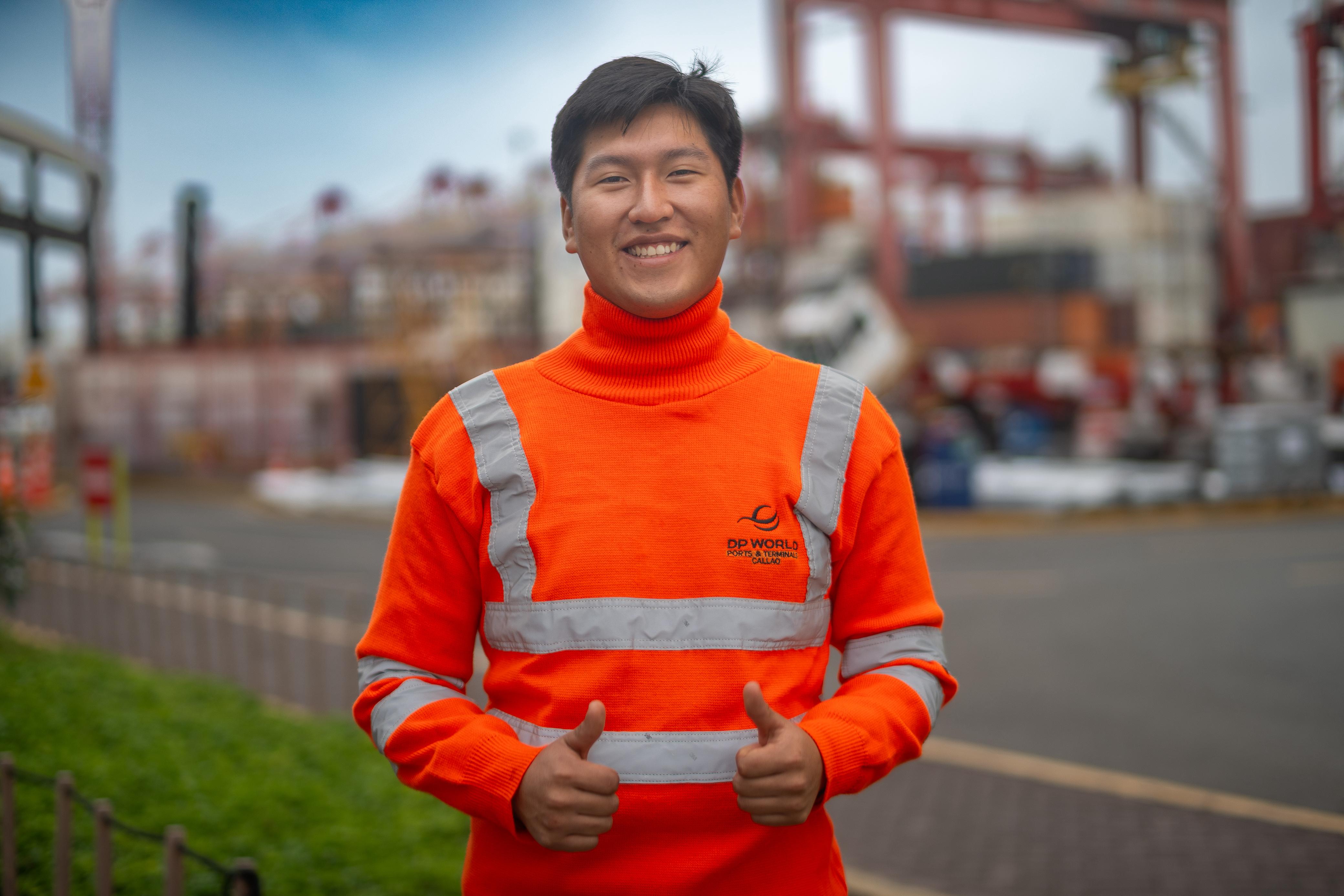 Edwin, one of our work-study graduates, now works at the DP World shipping port in Lima, Peru.